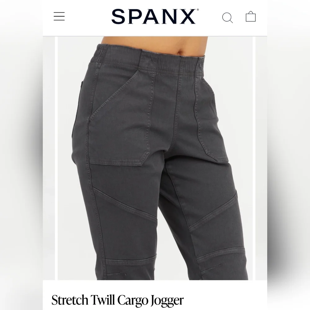 SPANX Stretch Twill Cargo Jogger, "washed black", small - Picture 7 of 7